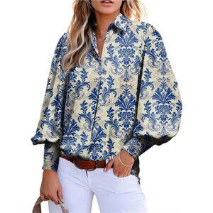 🌸 V-Neck Balloon Sleeve Blouse | Silky Soft Fabric